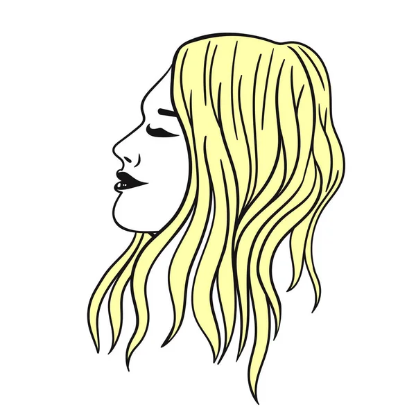 Femme Longue Coupe Cheveux Jaune Isoler Sur Fond Blanc Image — Image vectorielle