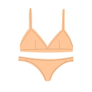 Beyaz arka planda bir takım kadın iç çamaşırı izole edilmiş. Vektör resmi.