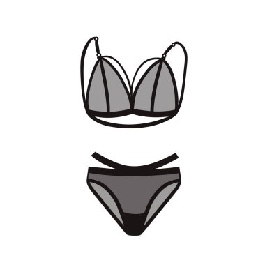 Beyaz arka planda bir takım kadın iç çamaşırı izole edilmiş. Vektör resmi.