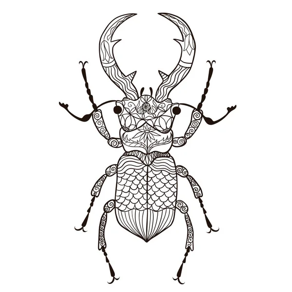 Coloring Page Beetle Deer Vector Image — Stock Vector