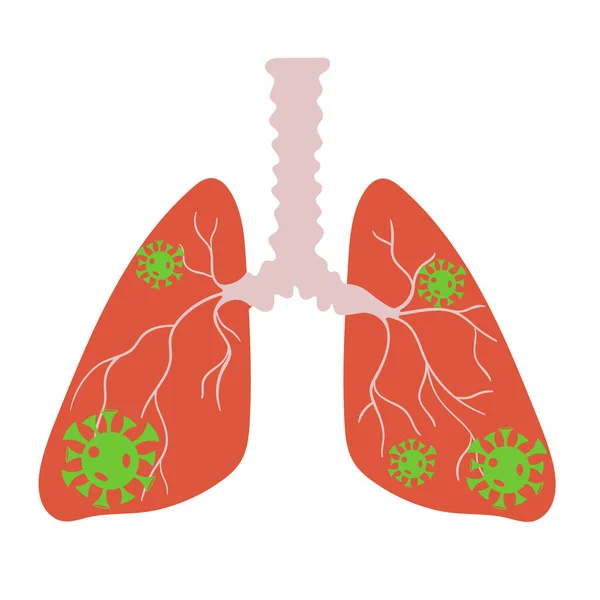 白色背景下感染的肺图标分离 — 图库矢量图片