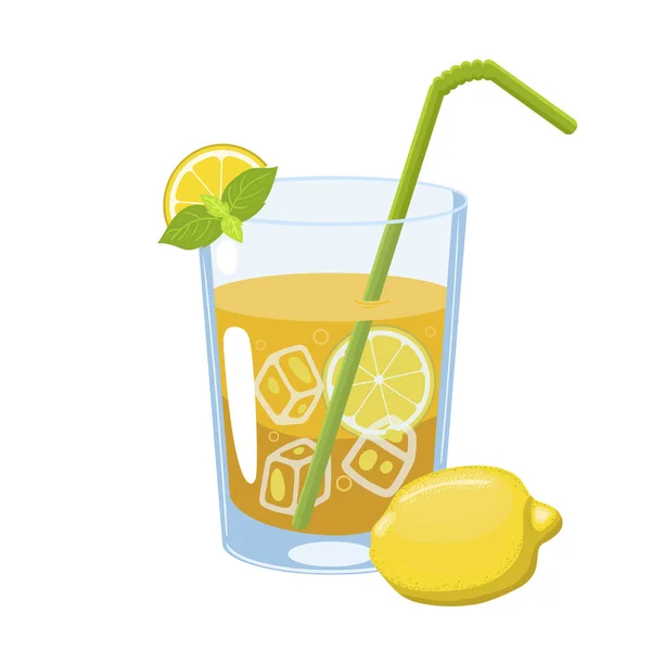 Lemoniada Izolatem Słomy Białym Tle Wizerunek Wektora — Wektor stockowy