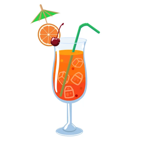 Tequila Sunrise Cocktail Isolat Vit Bakgrund Vektorbild — Stock vektor