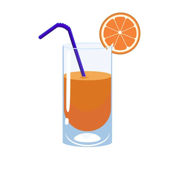 Jugo Naranja Fresco Aísla Sobre Fondo Blanco Imagen Vectorial — Vector de stock