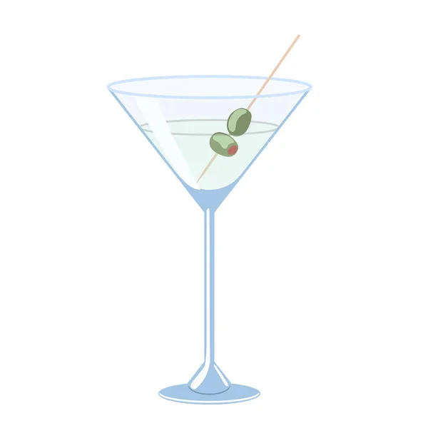 Martini Com Azeitonas Isolar Fundo Branco Imagem Vetorial —  Vetores de Stock
