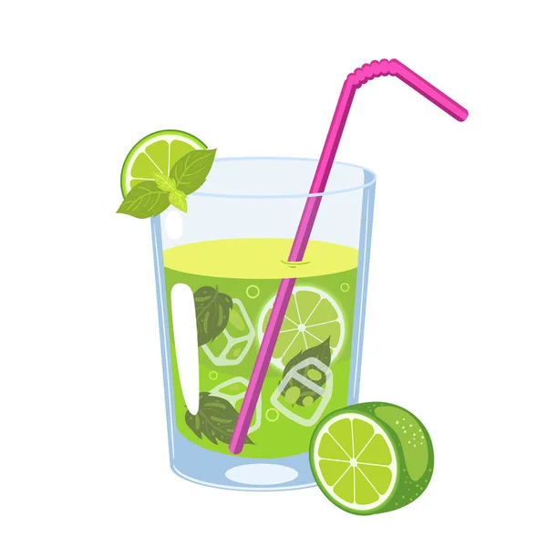 Coctel Mojito Aislado Sobre Fondo Blanco Imagen Vectorial — Vector de stock