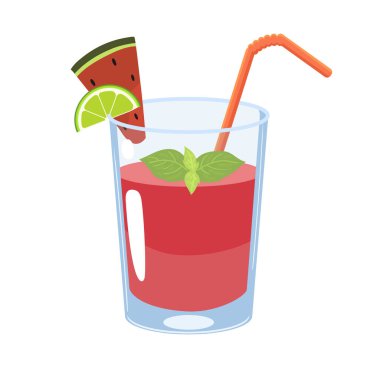 Karpuz mojito beyaz bir arkaplanda izole edilir. Vektör resmi.