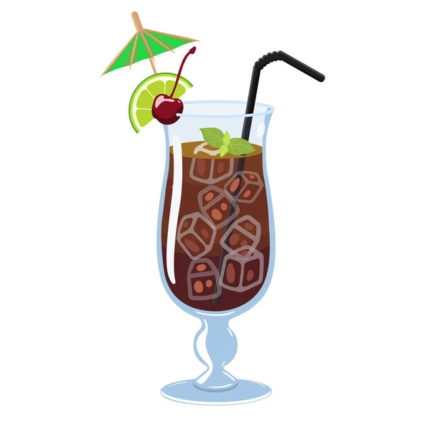 Long Island Ice Tea Isoleert Een Witte Achtergrond Vectorafbeelding — Stockvector