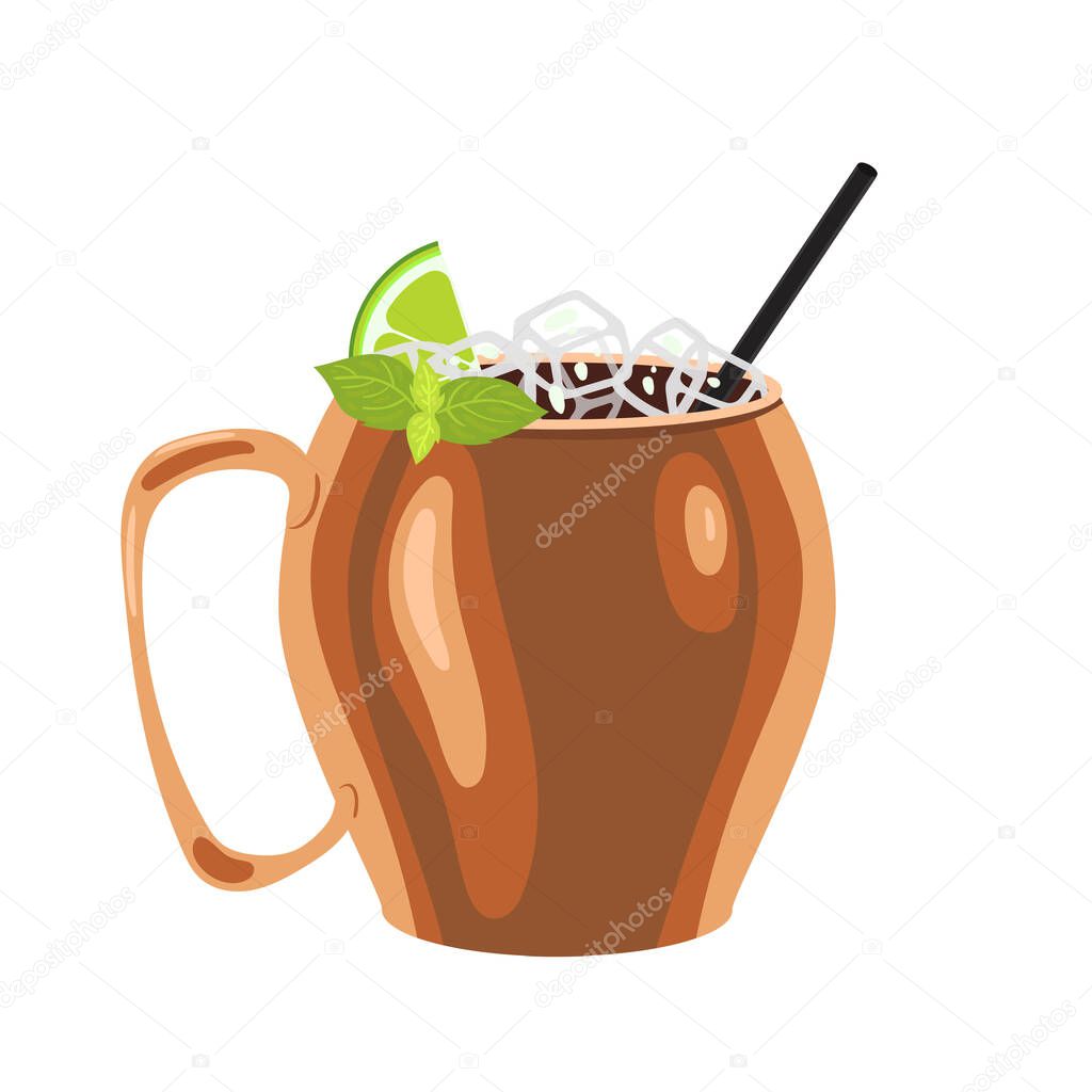 Moscow Mule cocktail isolate on a white background. Vector image.