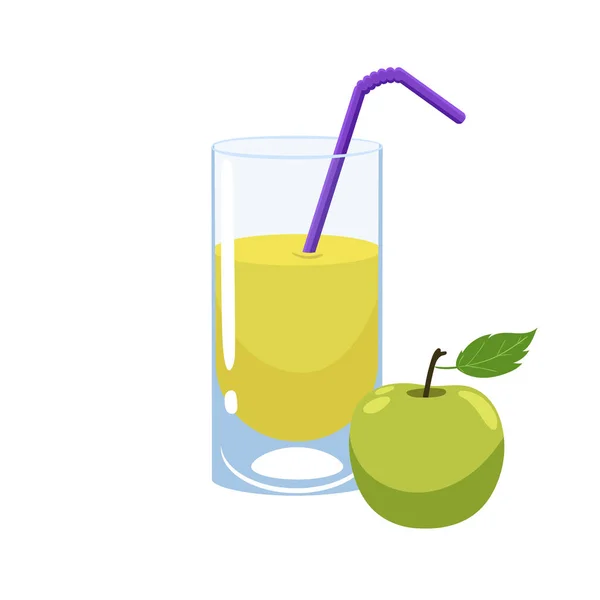 Jugo Manzana Aísla Sobre Fondo Blanco Imagen Vectorial — Vector de stock