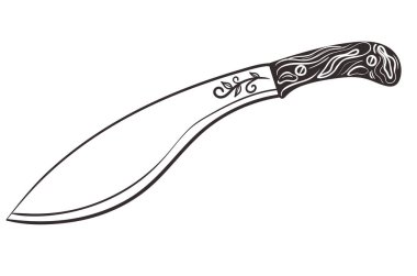 Ahşap saplı bir pala beyaz bir arka planda izole edilir. Vektör resmi.