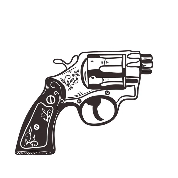 Rövid Csövű Revolver Izolátum Fehér Háttérrel Vektorkép — Stock Vector