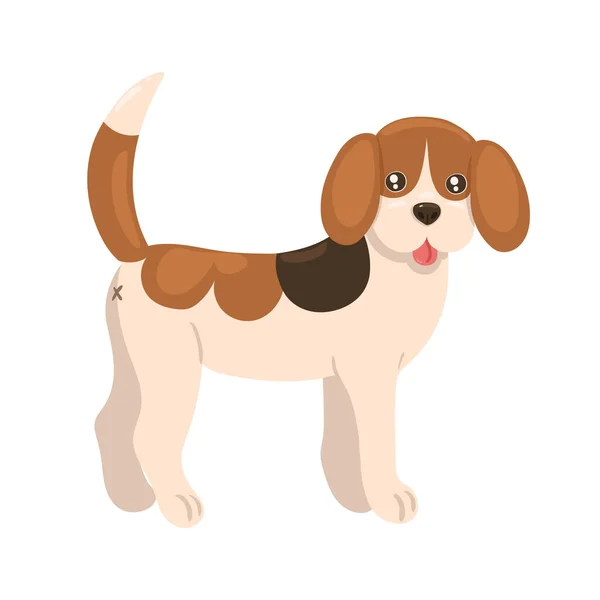 Beagle Cucciolo Trova Isolato Uno Sfondo Bianco Immagine Vettoriale — Vettoriale Stock