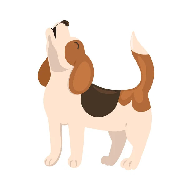 Beagle Chiot Hurle Isoler Sur Fond Blanc Image Vectorielle — Image vectorielle