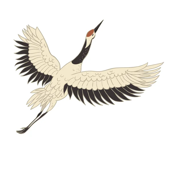 Oiseau Grue Japonais Isolé Sur Fond Blanc Image Vectorielle — Image vectorielle