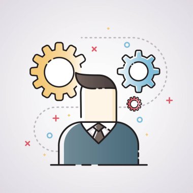 Dişliler, teknoloji ve mühendislik, vektör Hüseyin ile işadamı