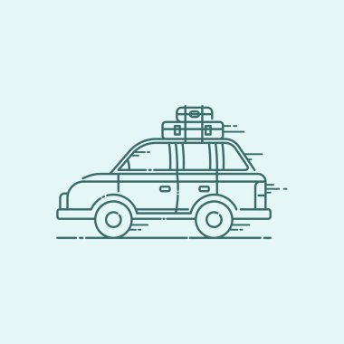  Araba simgesi tasarım kavramı, tatil seyahat sembolü, vektör çizim