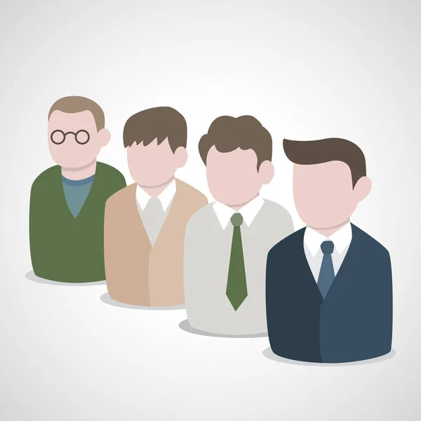 Grupo de personas de negocios iconos en estilo plano, concepto de equipo de oficina, ilustración vectorial — Vector de stock
