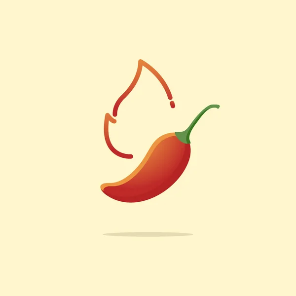 Pimienta picante y picante con fuego, icono de vector . — Vector de stock