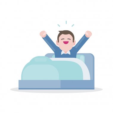 Genç bir adam vektör tasarımı sabah uyanma.