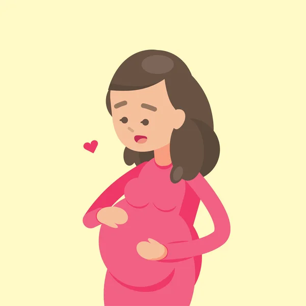 Gelukkig schattig zwangere vrouw die lacht, vectorillustratie. — Stockvector