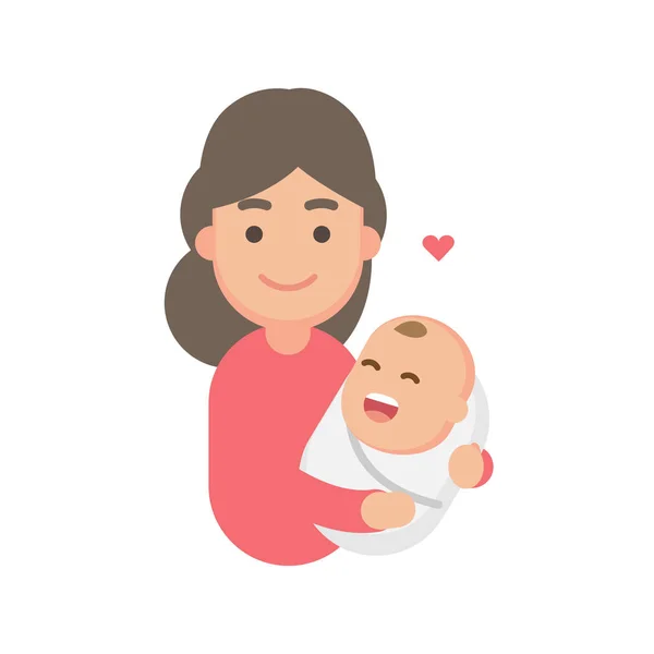 Mother holding cute baby. Happy Mothers' day. Vector flat illust — Stock Vector