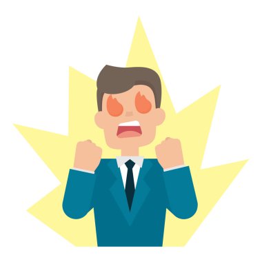 İşadamı güçlü konsepti ile ruh, karakter illus vektör