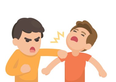 Kızgın ve birbirimize vektör bağırarak kavga iki genç adam 