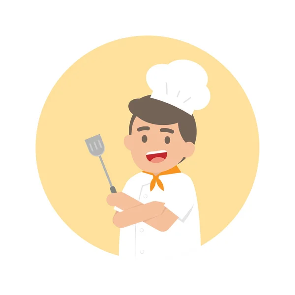 Happy professional chef man, Cute Character vector illustration. — Stock Vector