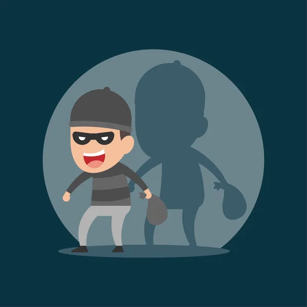Thief steals in the night, criminal concept, vector illustration. — Stock Vector