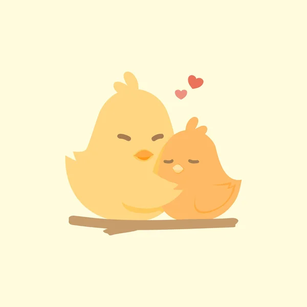 Feliz linda pareja de pájaros enamorados, concepto de San Valentín, vector il — Vector de stock