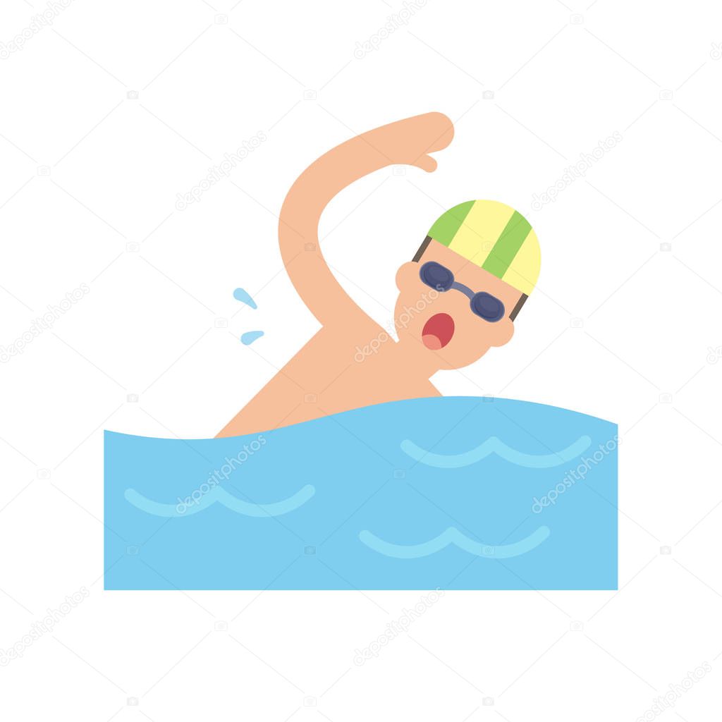 Swimming in the pool, Swimmer concept, vector illustration.