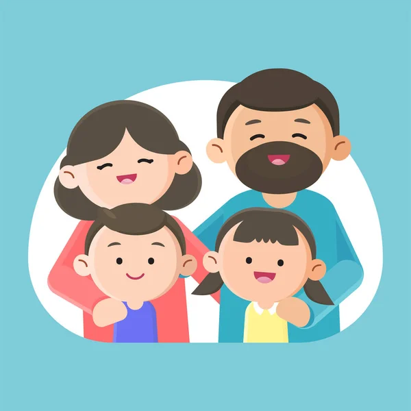 Familia Sonriendo Felizmente Juntos Ilustración Diseño Personajes Vectoriales — Vector de stock