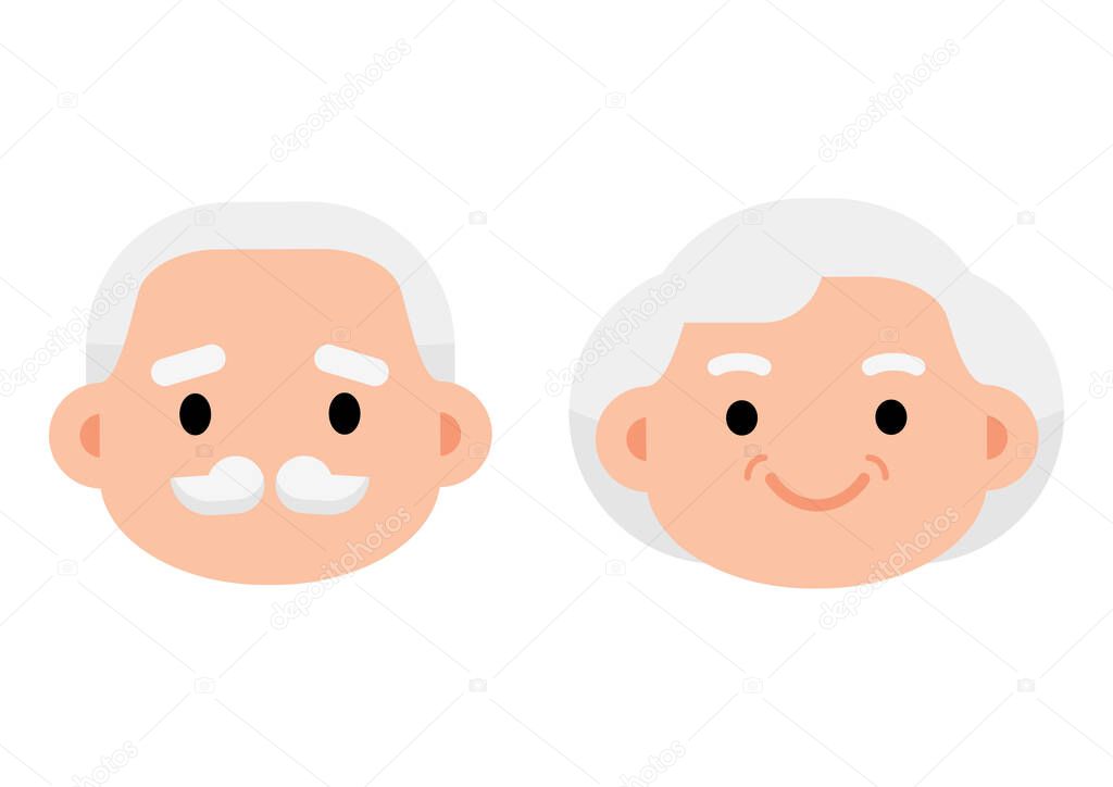 Cute elderly senior age couple icon, character design, vector illustration.