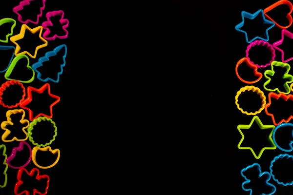 Moldes Plástico Multicolor Varias Formas Agrupadas Derecha Izquierda Para Hacer — Foto de Stock