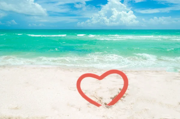 Aftelkalender voor Valentijnsdag achtergrond op het strand van Miami — Stockfoto