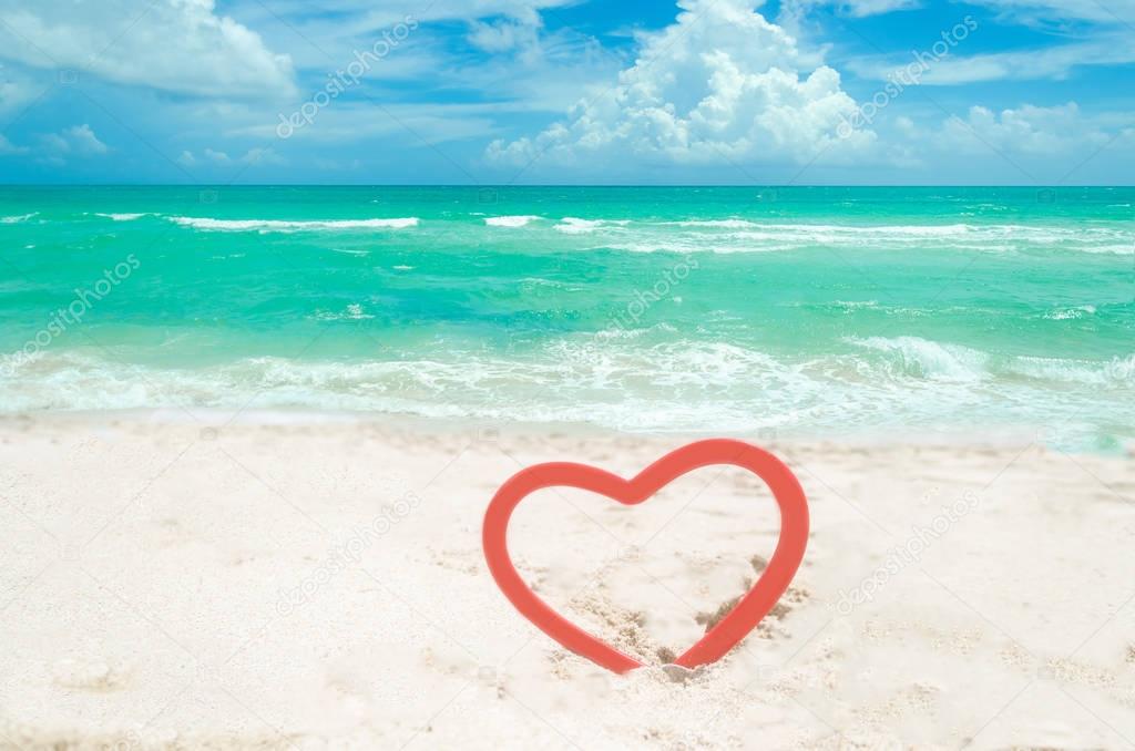 Valentine's day background on the Miami beach