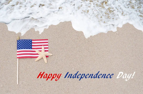 Függetlenség napja USA-ban háttér-val zászló és tengeri csillag — Stock Fotó