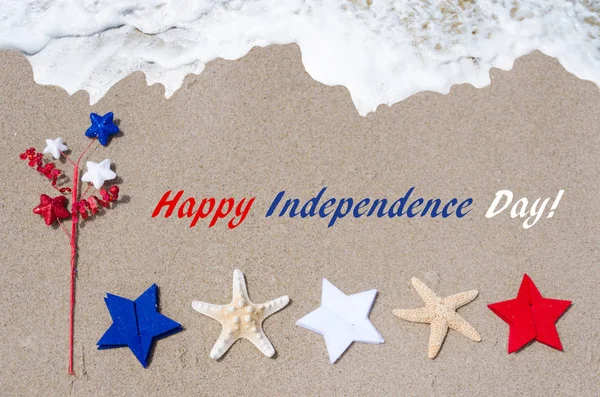 Independence Day USA background with starfishes and stars — Stock Photo, Image