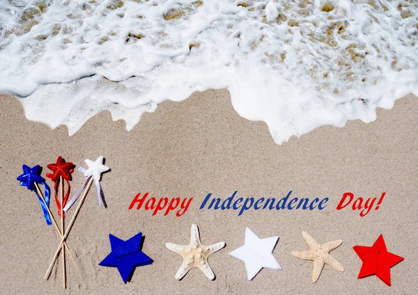 Independence Day USA background with starfishes and stars — Stock Photo, Image