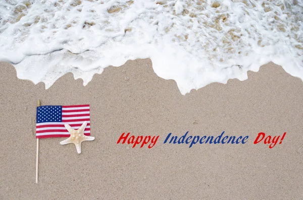 Independence Day USA background with flag and starfish — Stock Photo, Image