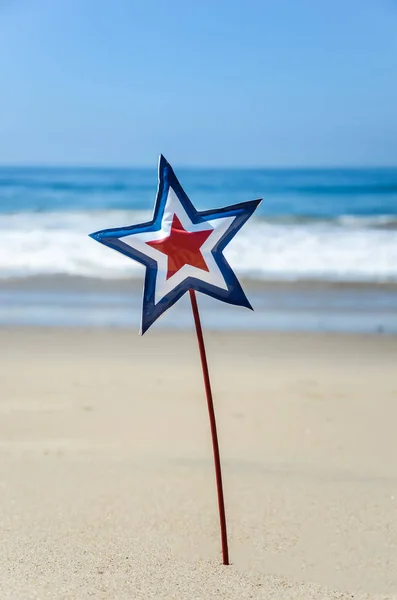 Patriotic USA background on the sandy beach — Stock Photo, Image