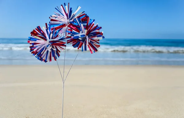 Patriotic USA background on the sandy beach — Stock Photo, Image