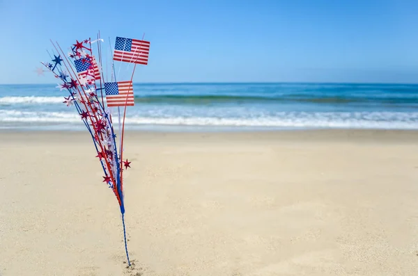 Vlastenecké Usa pozadí na písečné pláži — Stock fotografie