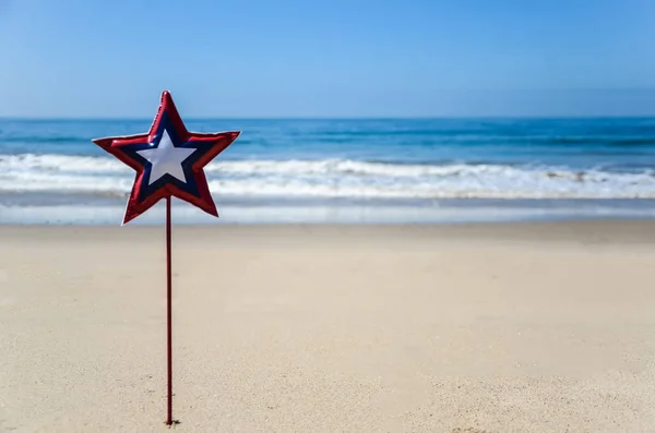 Patriotic USA background on the sandy beach — Stock Photo, Image