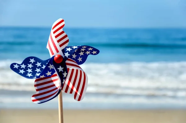 Patriotic USA background on the sandy beach — Stock Photo, Image