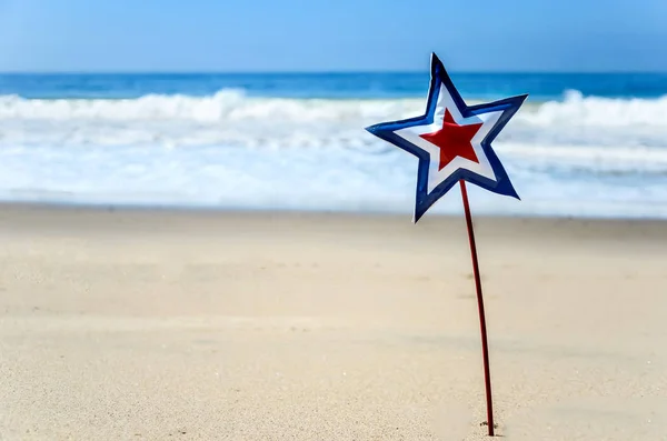 Patriotic USA background on the sandy beach — Stock Photo, Image