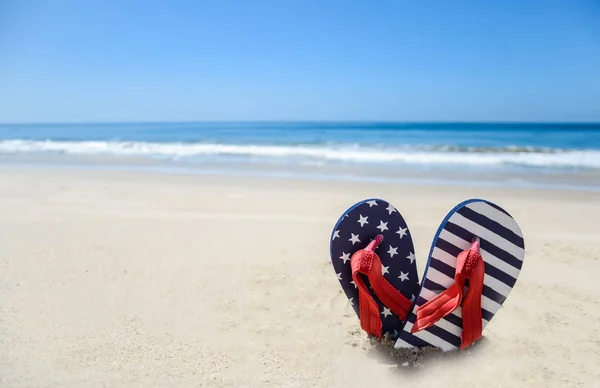 Patriotic USA background on the sandy beach — Stock Photo, Image