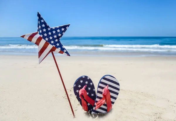 Patriotic USA background on the sandy beach — Stock Photo, Image