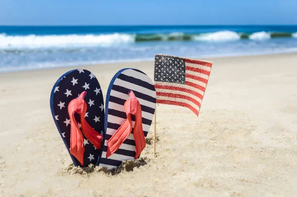 Patriotic USA background on the sandy beach — Stock Photo, Image